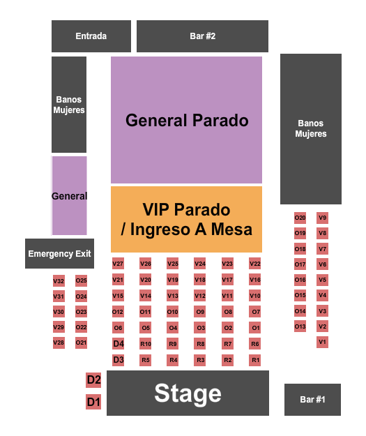 V Live- Chicago Endstage Tables Seating Chart